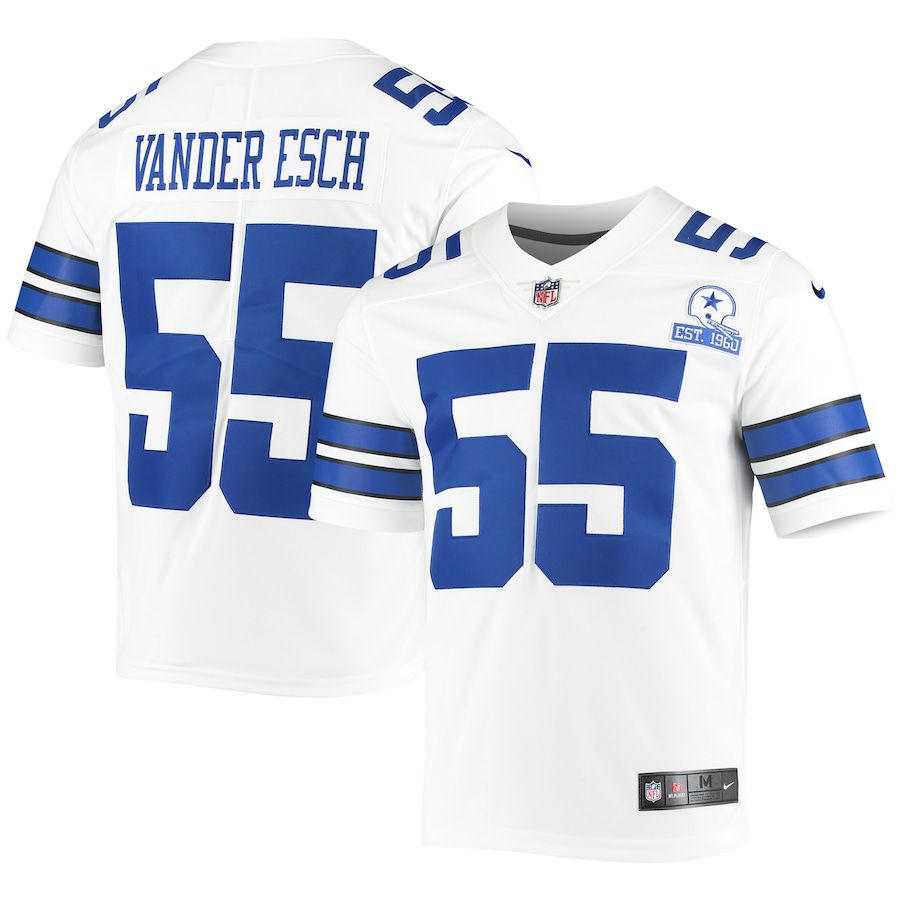 Men Dallas Cowboys #55 Leighton Vander Esch Nike White 60th Anniversary Limited NFL Jersey